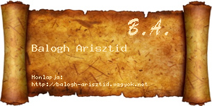 Balogh Arisztid névjegykártya